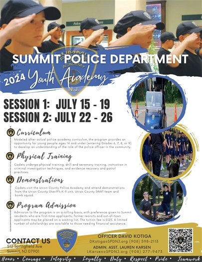 police department youth academy flyer