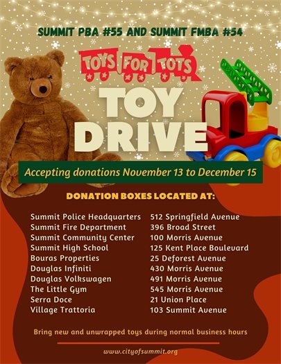 flyer with information on 2023 toys for tots holiday toy drive