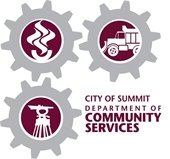 gray and maroon logo for city of summit department of community services