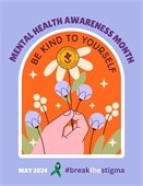 purple, white, and orange mental health awareness month flyer