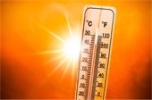 orange image with thermometer depicting hot weather