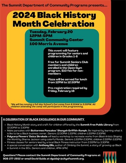 summit nj black history month celebration event flyer