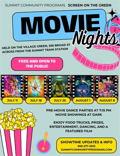 outdoor summer movie series event flyer