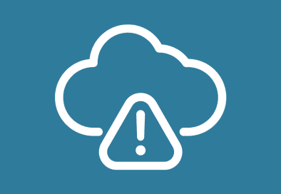 blue graphic with white cloud and alert symbol