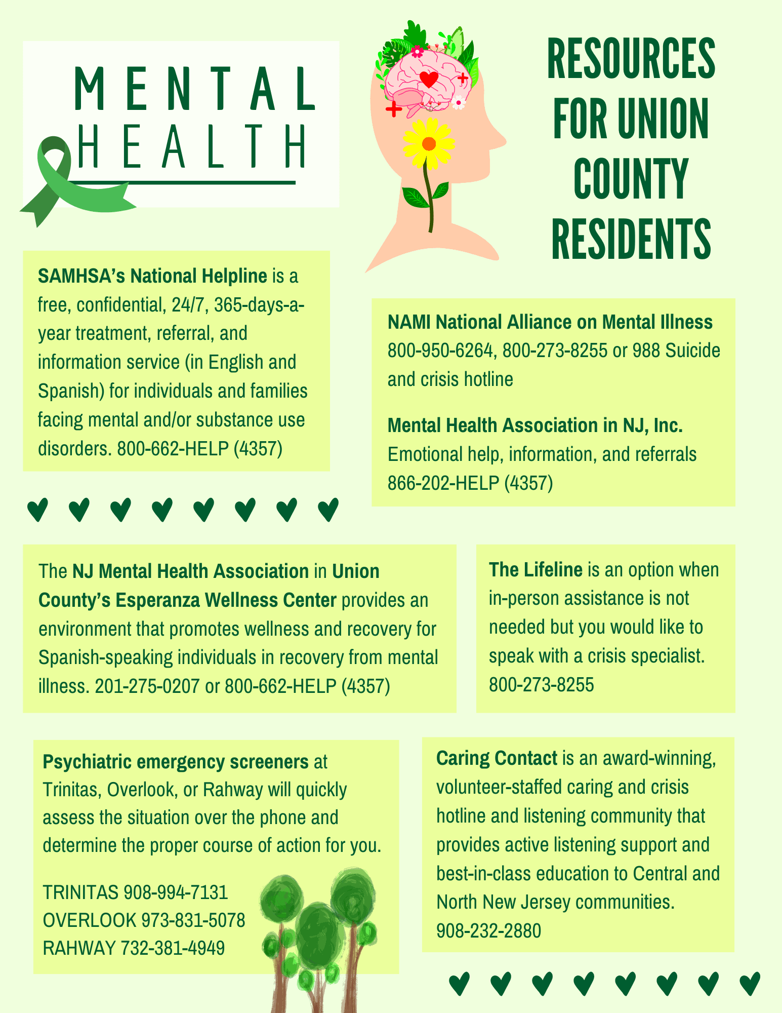 Mental health resources flyer