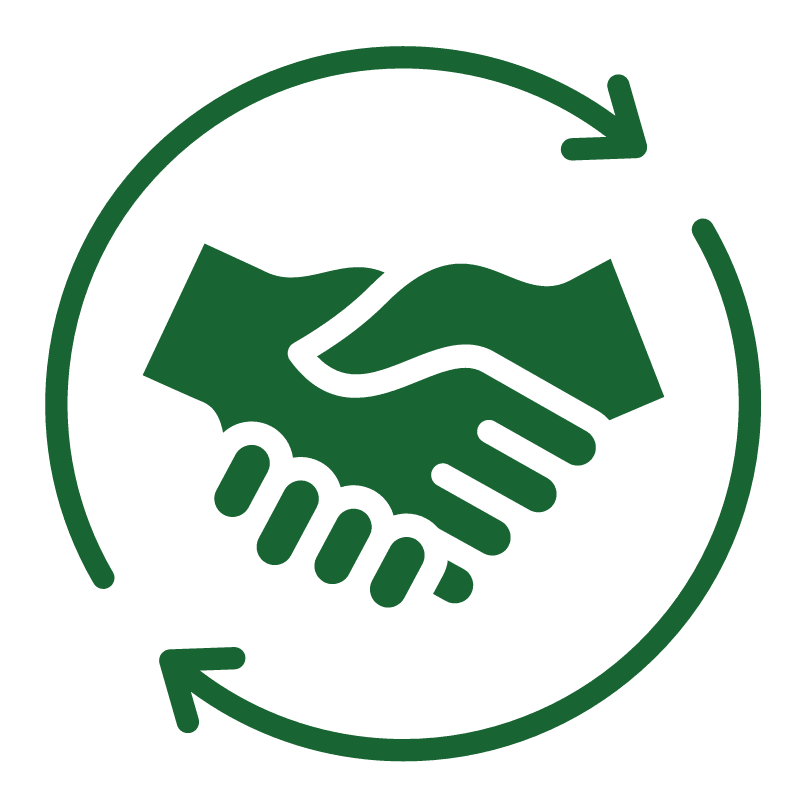 green graphic of two hands shaking