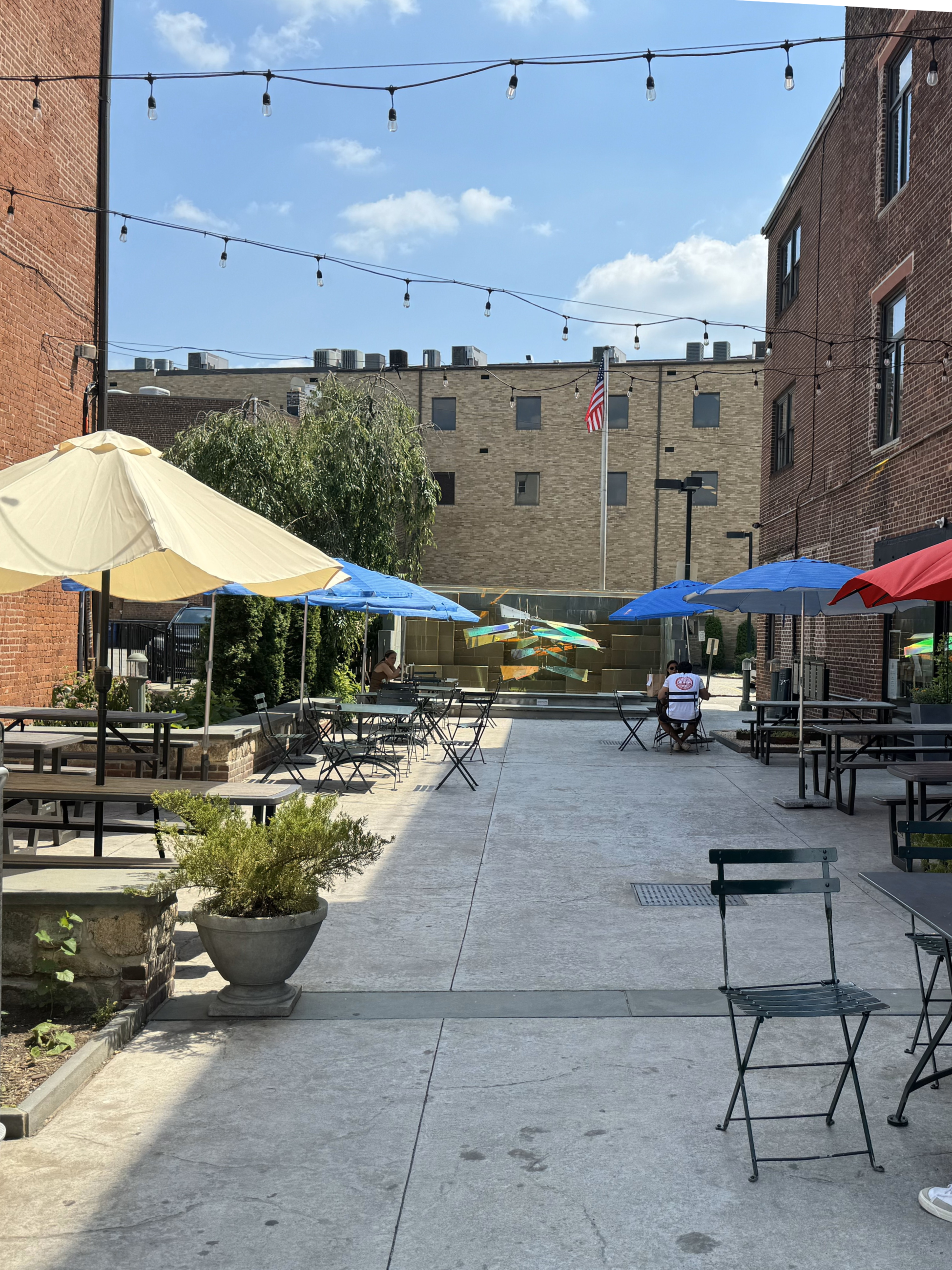 outdoor dining area on downtown street