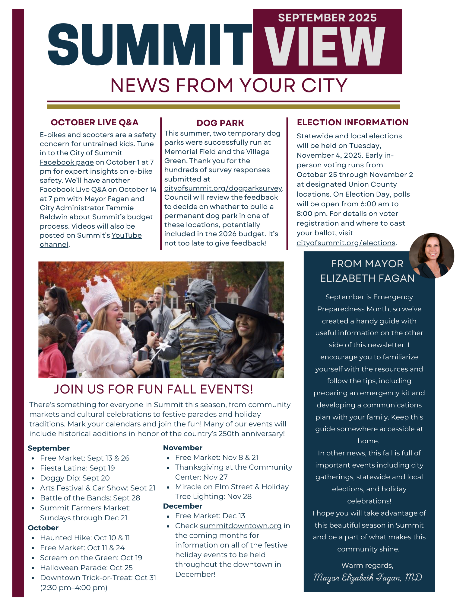 screenshot of newsletter