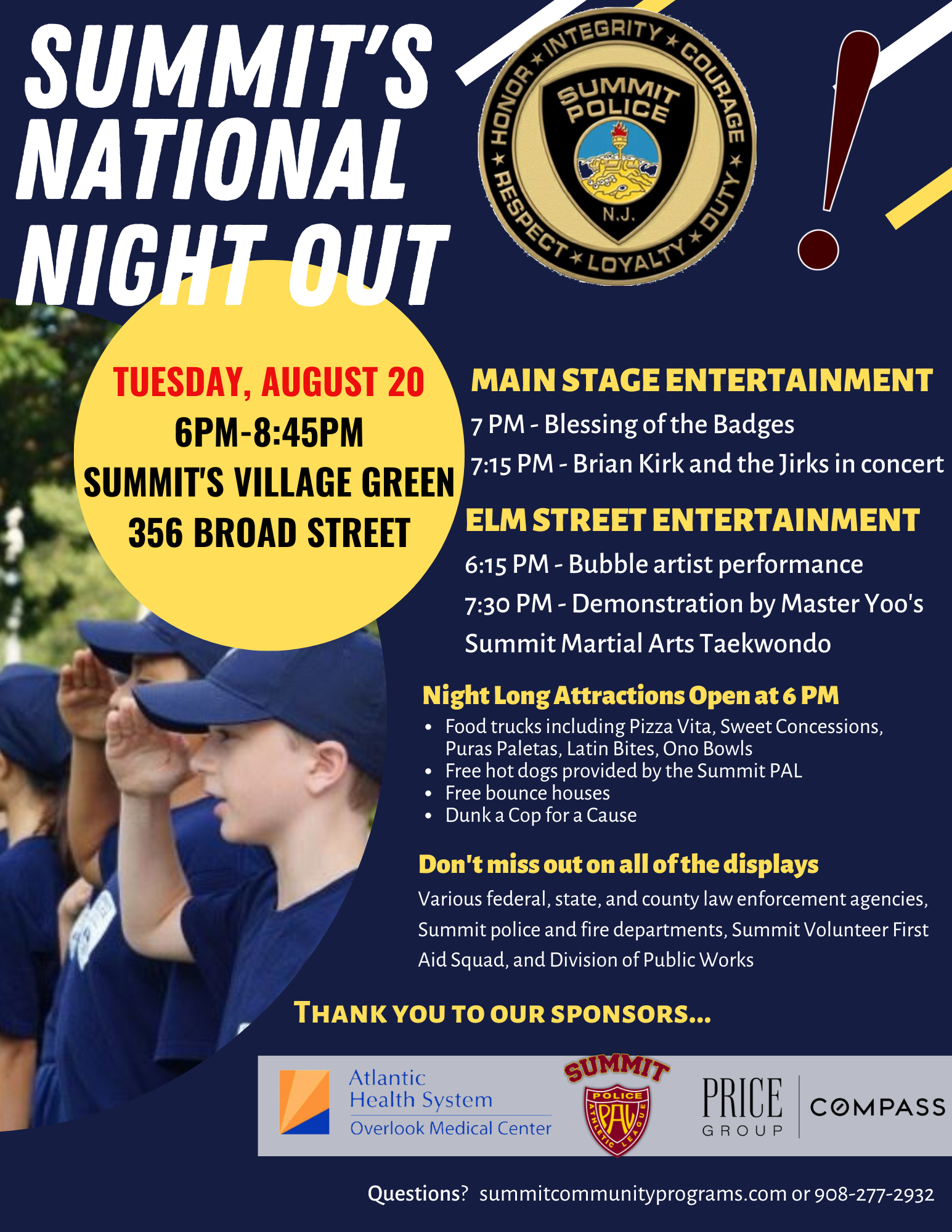 blue flyer with information on 2024 Summit NJ National Night Out